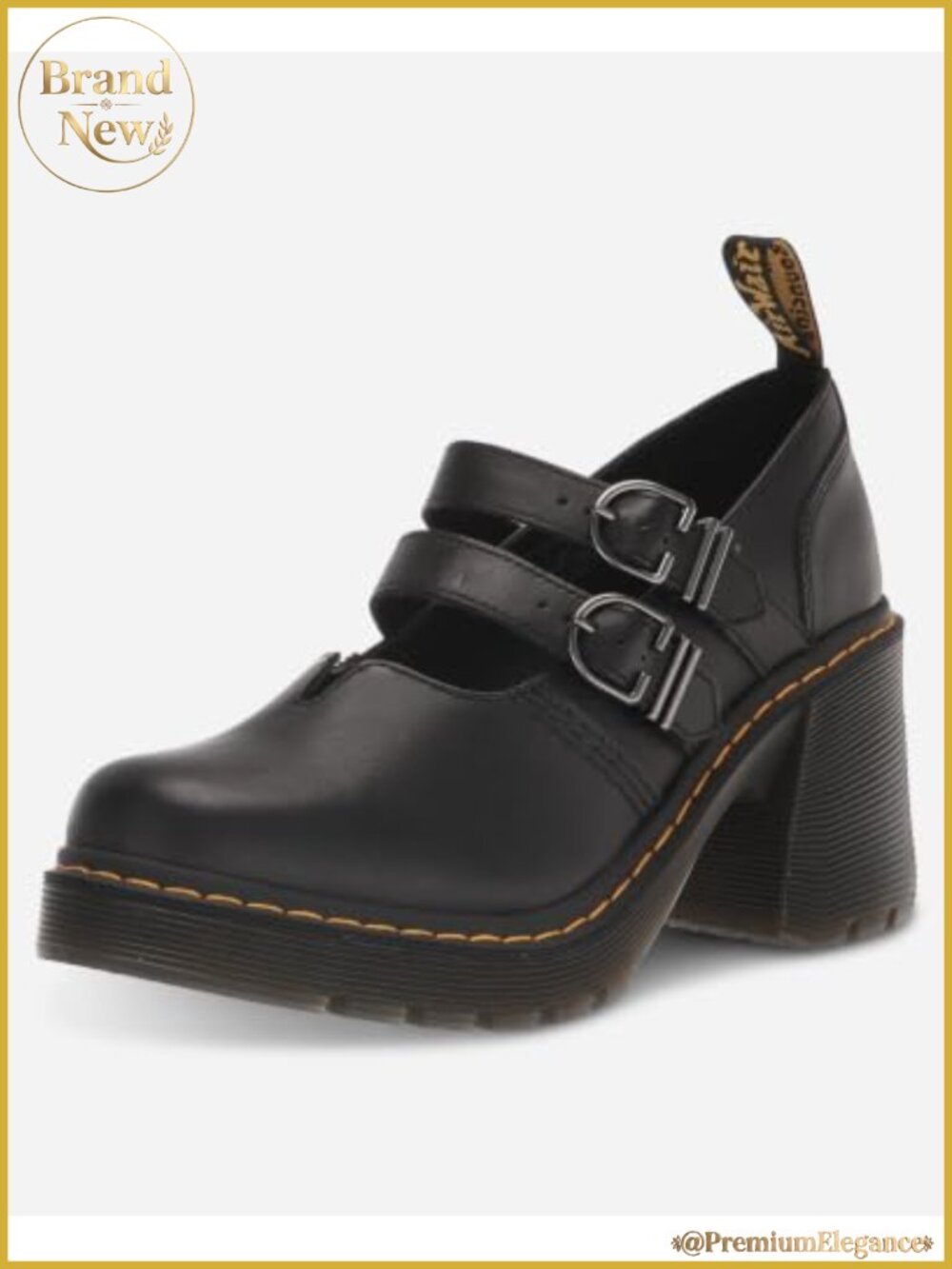 Dr. Martens Leather Mary Jane Heeled Shoe Buckle Platform